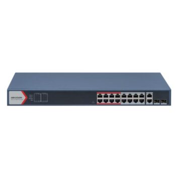 سويتش Hikvision DS-3E1318P-EI ذكي مُدار، 16 منفذ PoE بسرعة 100Mbps