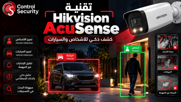 كاميرا Hikvision AcuSense توضح اكتشاف شخص وسيارة باستخدام الذكاء الاصطناعي