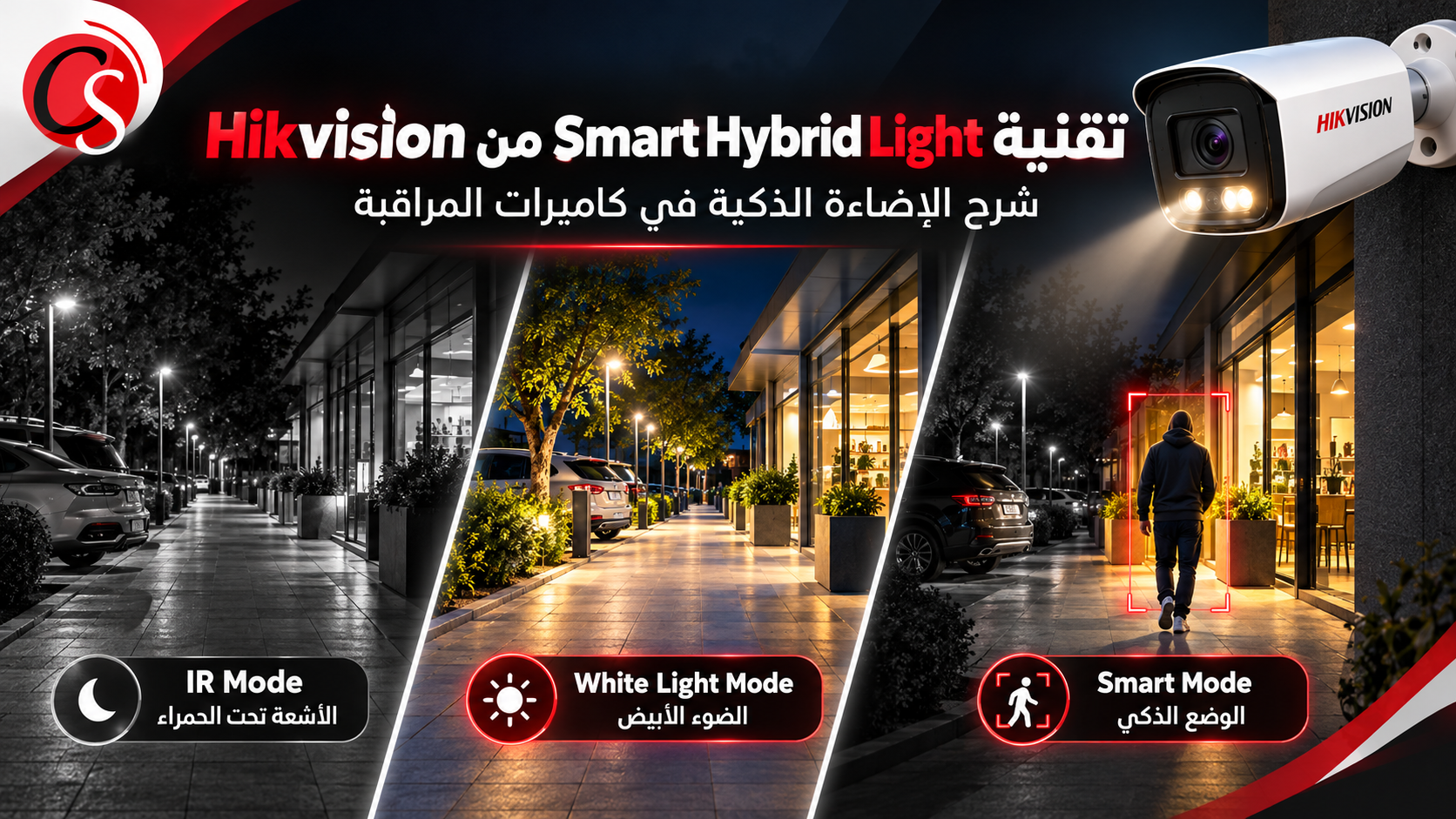 شرح أوضاع الإضاءة الثلاثة في كاميرات Hikvision Smart Hybrid Light
